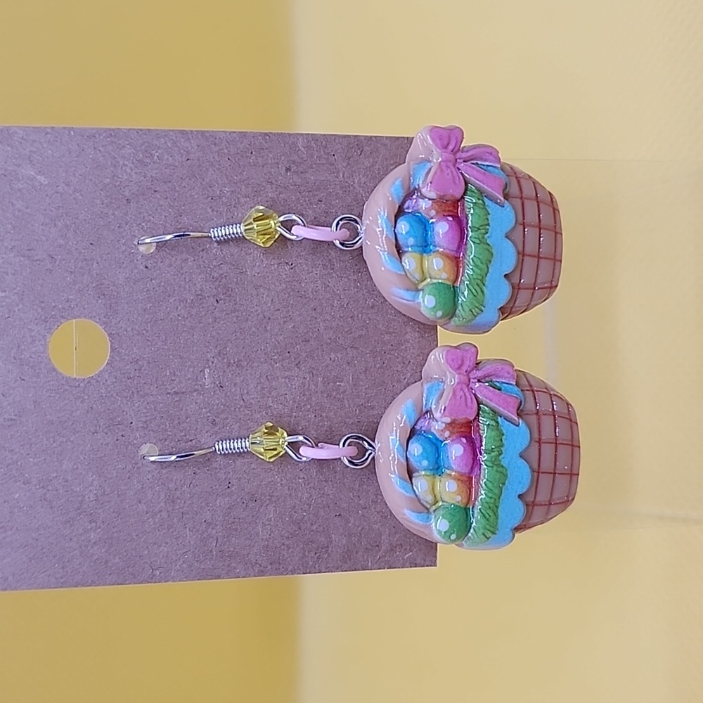 Easter Egg Basket Earrings - Picture 1 of 1